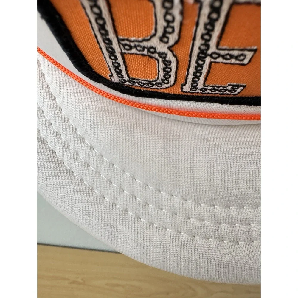 Vintage BETCO Builders Equipment Tool Co Trucker Hat‎ White Orange Pom Pom Cap